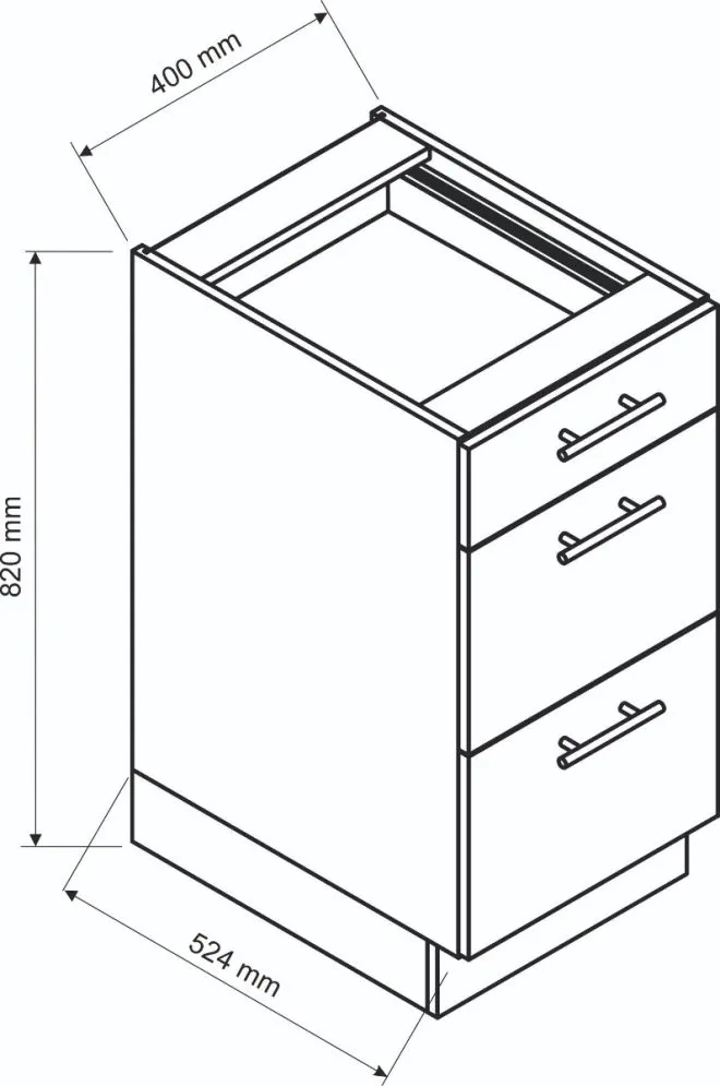 Szafka dolna 40 DENIS D40 S/3 czarna mat do kuchni I MIRAT. kolekcja DENIS