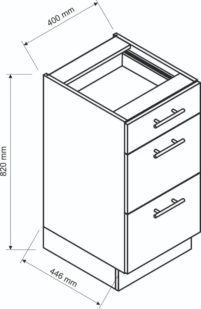 Szafka kuchenna stojąca 40 CLARA D40S/3 dąb artisan z trzema szufladami | MIRAT. w stylu kolekcja CLARA