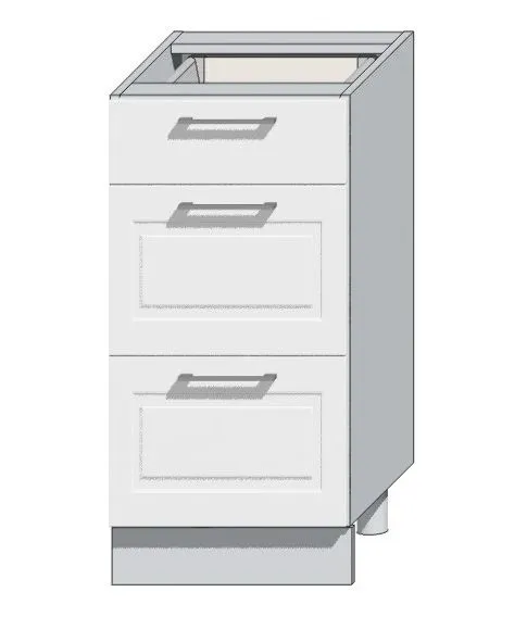 Szafka kuchenna stojąca 40 NATALIA D40S/3 biała z trzema szufladami | MIRAT. kolekcja NATALIA