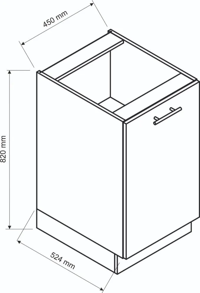 Szafka kuchenna stojąca 45 BONO D45 P/L dąb wotan I sklep meblowy MIRAT. styl LOFT