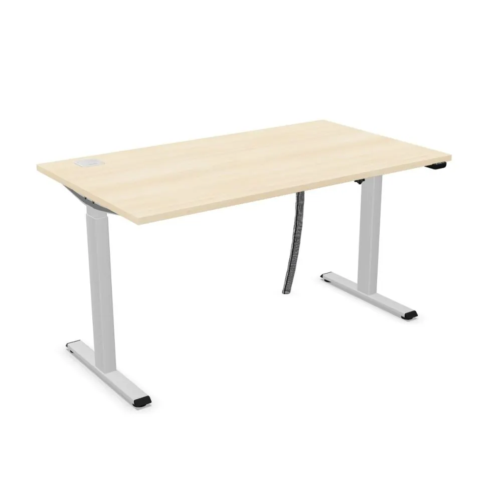 Biurko eCOMO 160x80cm dąb hickory z regulacją wysokości - powystawowe I sklep meblowy MIRAT.