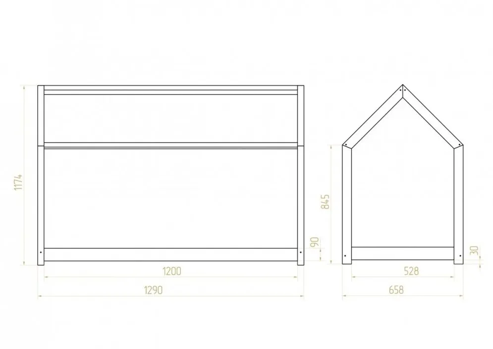 Łóżko dziecięce MILA M 70x140 sosna domek | MIRAT. w stylu kolekcja MILA