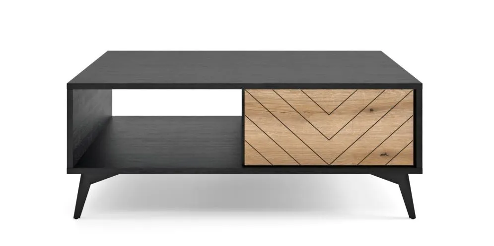 Stolik kawowy DIAMOND 104x68 czarny/dąb evoke z szufladą I sklep meblowy MIRAT. styl LOFT kolekcja GALAXY PIASKI