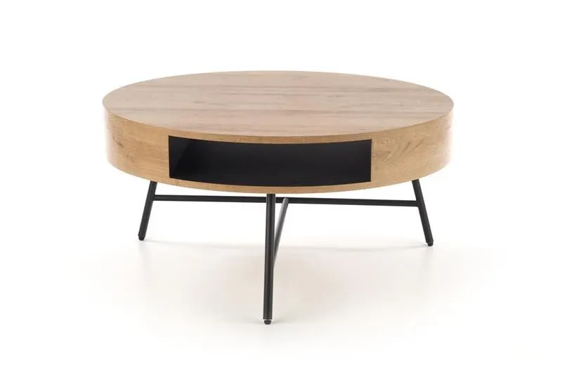 Stolik kawowy CAMILA 80x80 dąb/czarna do salonu w stylu industrialnym | MIRAT. styl LOFT