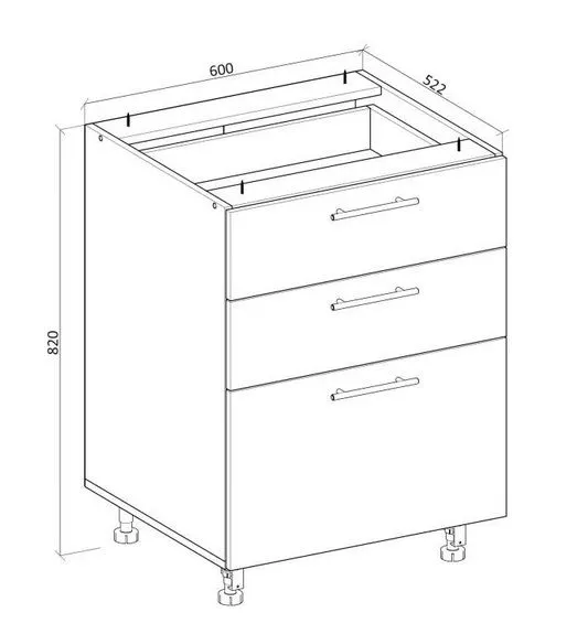 Szafka kuchenna stojąca 60 VENTO D3S-60/82 antracyt z szufladami | MIRAT. styl LOFT kolekcja VENTO