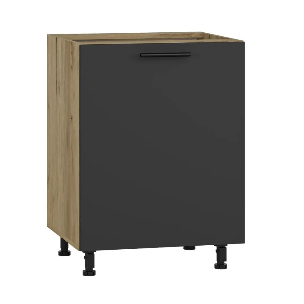 Szafka pod zlew 60 VENTO DK-60/82 antracyt z metalowym uchwytem | MIRAT. styl LOFT kolekcja VENTO