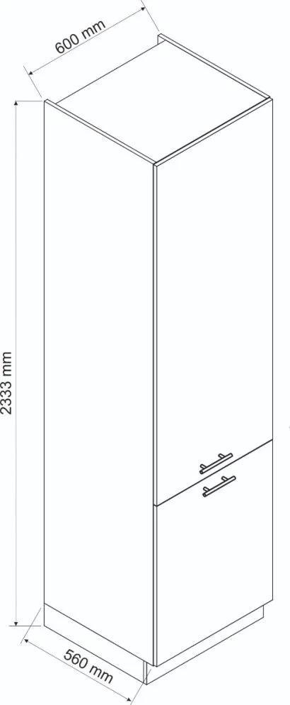 Trwała szafka pod zabudowę lodówki 60 DENIS D60 LO/2333 P/L dąb London | MIRAT. kolekcja DENIS