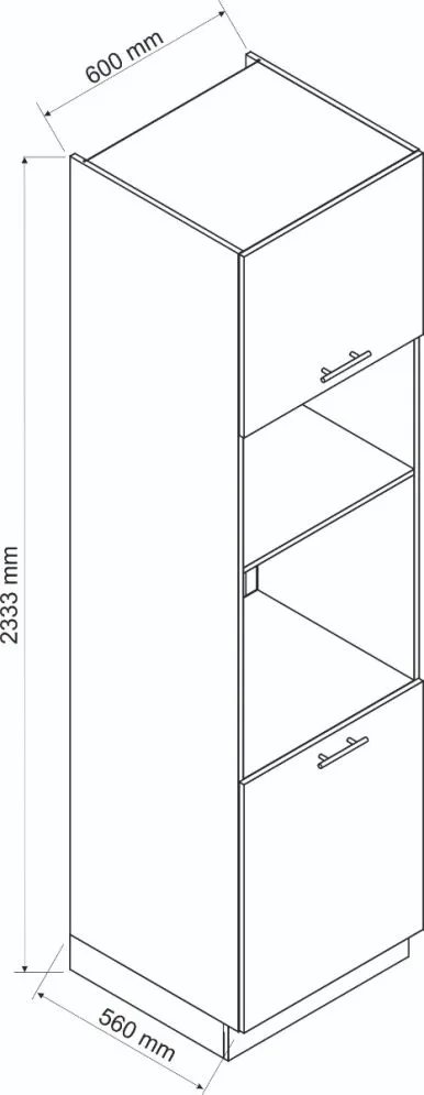 Trwała szafka pod piekarnik i mikrofalę 60 DENIS D60 PK MV/2333 P/L czarna mat I MIRAT.  kolekcja DENIS