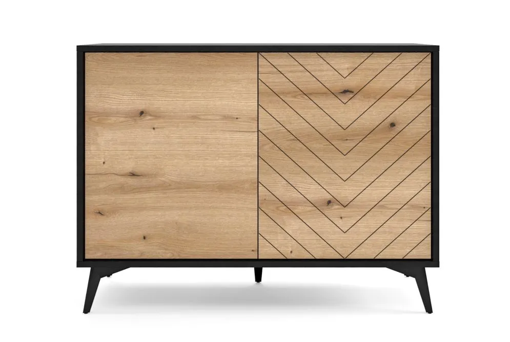 Komoda GALAXY 2D 104 cm czarna/dąb evoke I sklep meblowy MIRAT. styl LOFT kolekcja GALAXY PIASKI