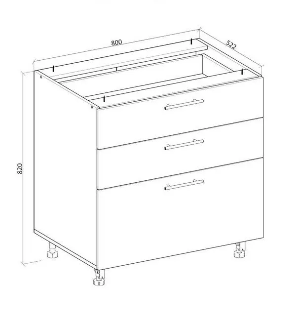 Szafka kuchenna stojąca 80 VENTO D3S-80/82 antracyt z szufladami | MIRAT. styl LOFT kolekcja VENTO