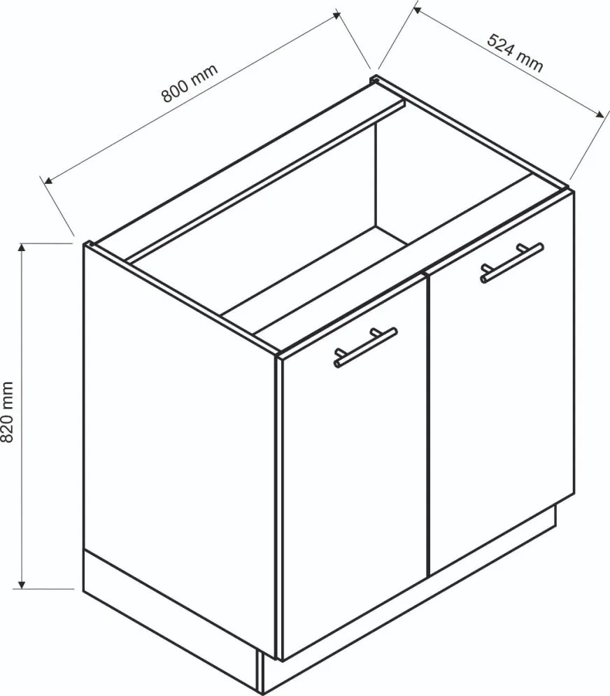 Szafka kuchenna stojąca 80 DENIS D80 2D czarna mat z półką I MIRAT.  kolekcja DENIS