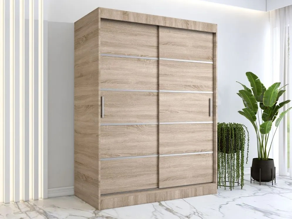 Szafa przesuwna MODUO COMFORT 150 dąb sonoma z listwami | MIRAT. w stylu  kolekcja MODUO COMFORT