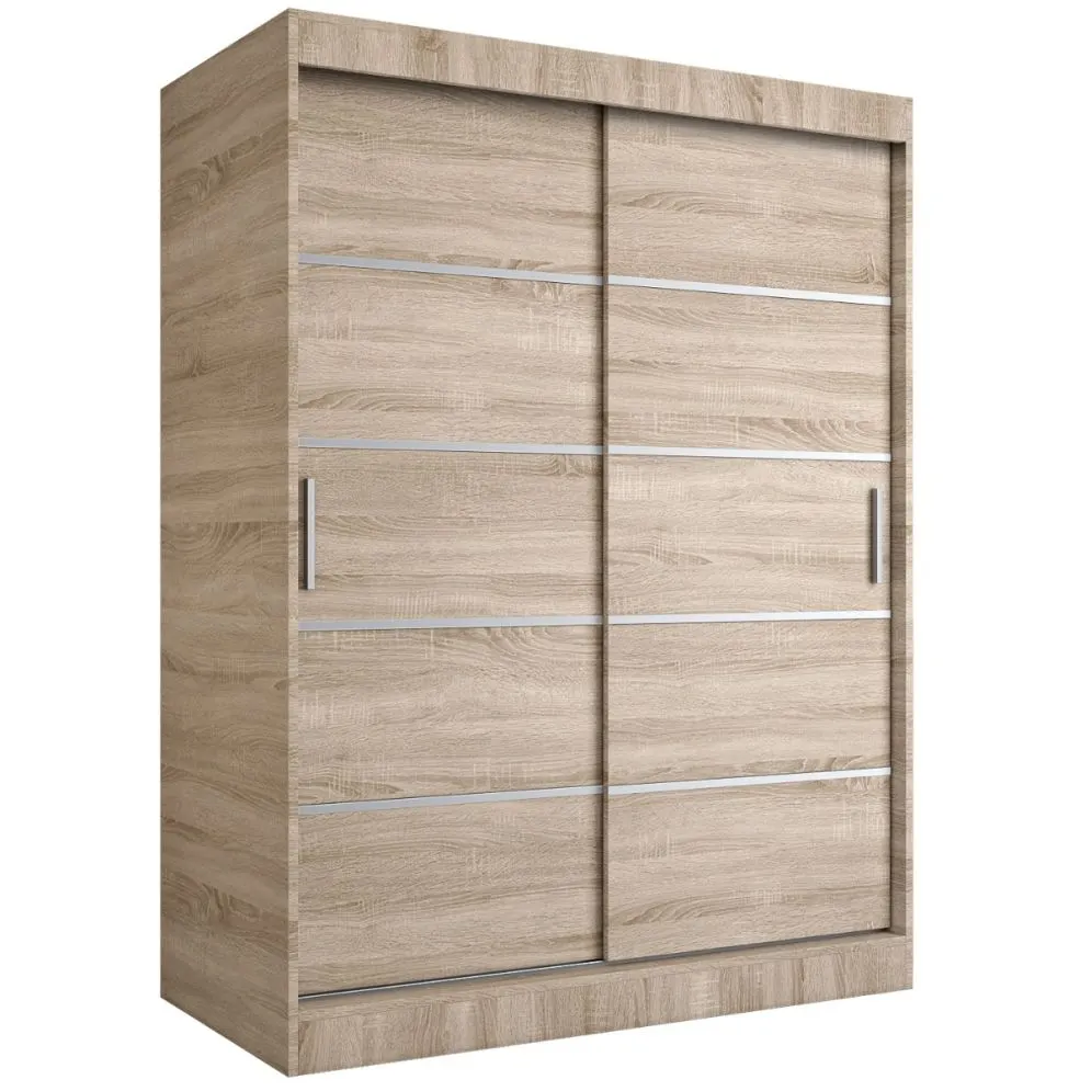 Szafa przesuwna MODUO COMFORT 150 dąb sonoma z listwami | MIRAT. w stylu  kolekcja MODUO COMFORT