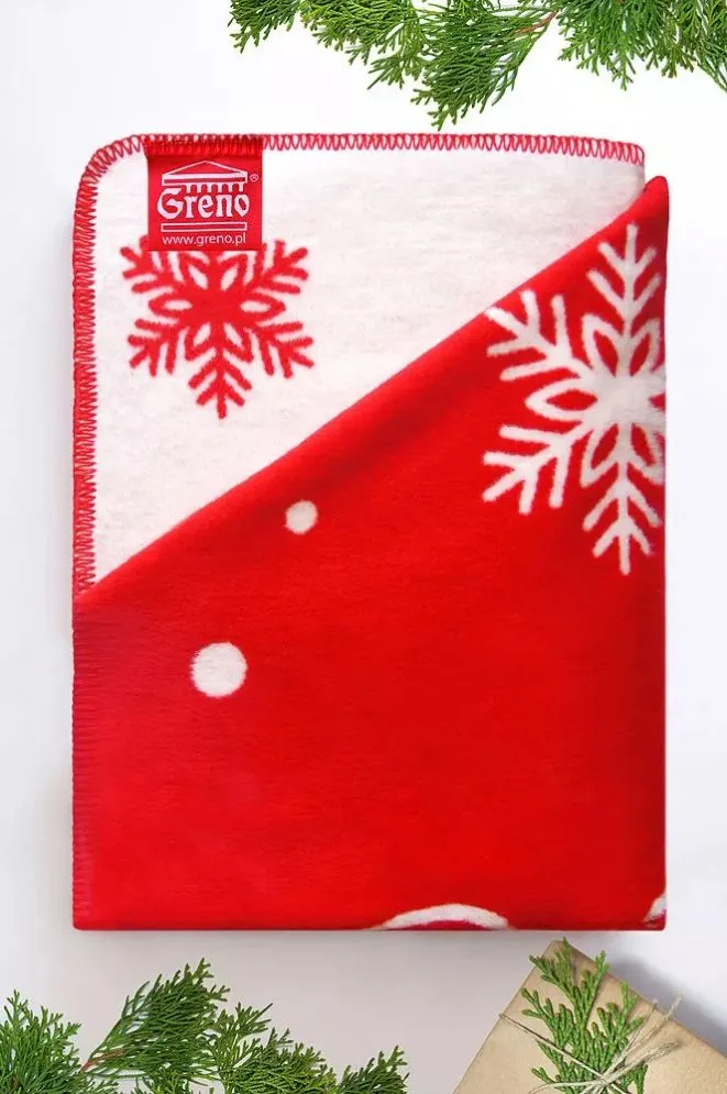 Koc RODZINNE SKRZATY 150x200 czerwony/biały świąteczny I sklep meblowy MIRAT. styl GLAMOUR kolekcja GRENO WINTER
