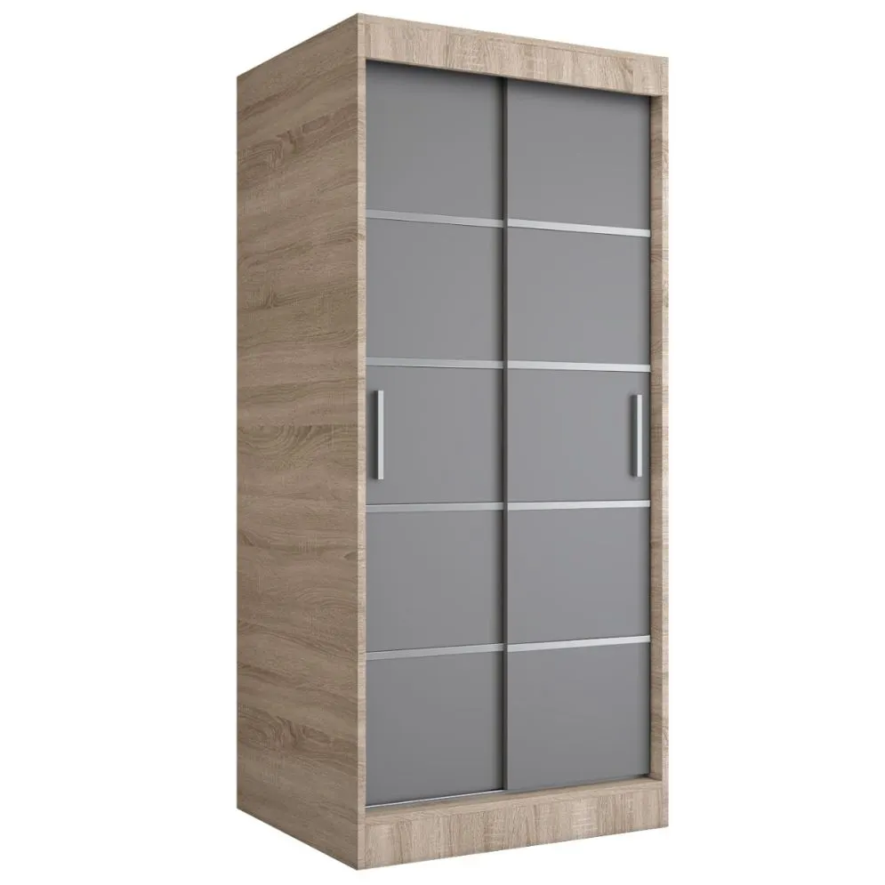 Szafa przesuwna MODUO COMFORT 90 dąb sonoma/antracyt z ozdobnymi listwami | MIRAT. w stylu kolekcja MODUO COMFORT