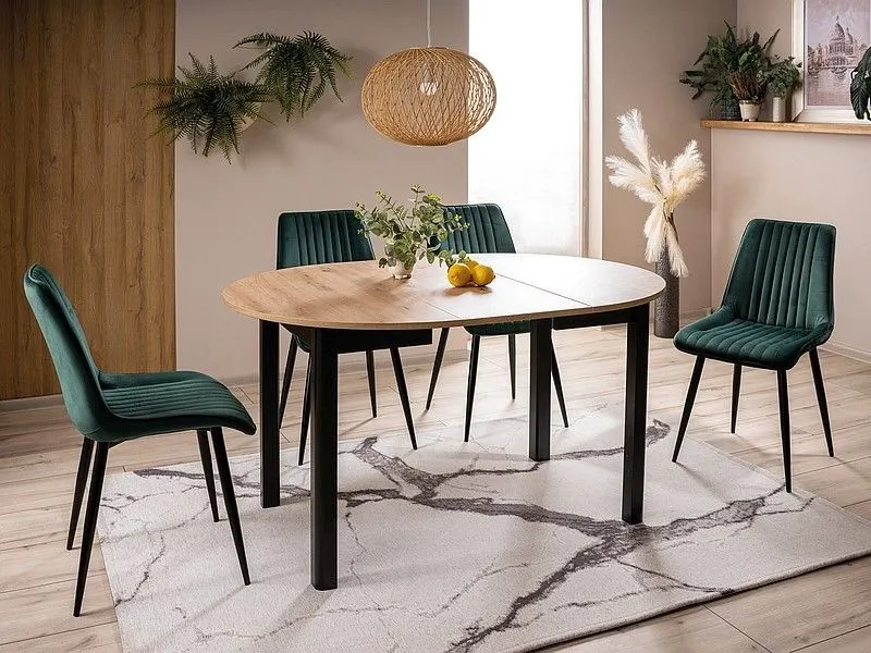 Stół rozkładany DANTE 102(142)x102 dąb artisan/czarny mat I sklep meblowy MIRAT. styl LOFT