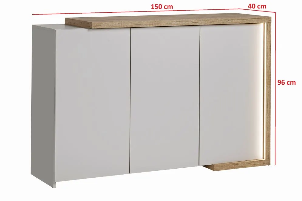 Komoda DASAR 3D kaszmir/dąb grand naturalny trzydrzwiowa I sklep meblowy MIRAT. styl SKANDYNAWSKI kolekcja DASAR