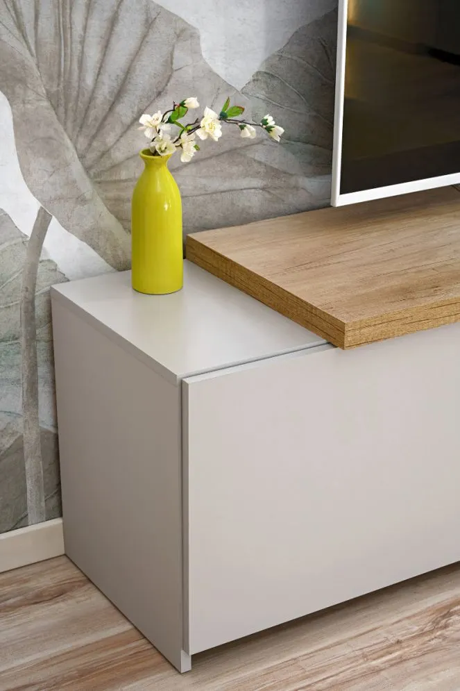 Szafka RTV DASAR kaszmir/dąb grand naturalny w stylu skandynawskim I sklep meblowy MIRAT. styl SKANDYNAWSKI kolekcja DASAR