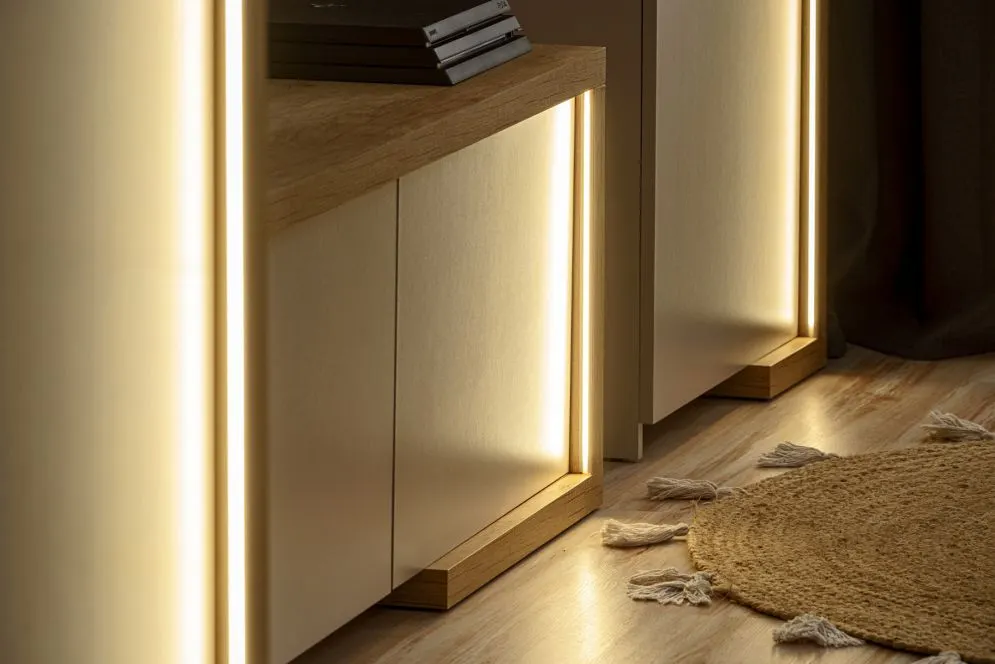 Szafka RTV DASAR kaszmir/dąb grand naturalny w stylu skandynawskim I sklep meblowy MIRAT. styl SKANDYNAWSKI kolekcja DASAR