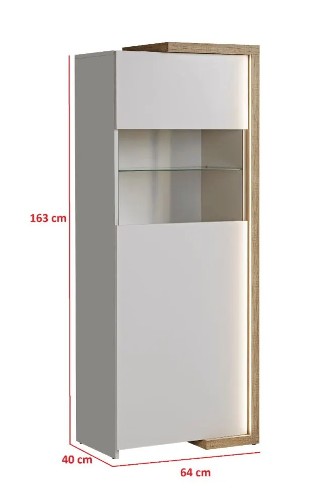 Witryna niska DASAR kaszmir/dąb grand naturalny przeszklona I sklep meblowy MIRAT. styl SKANDYNAWSKI kolekcja DASAR