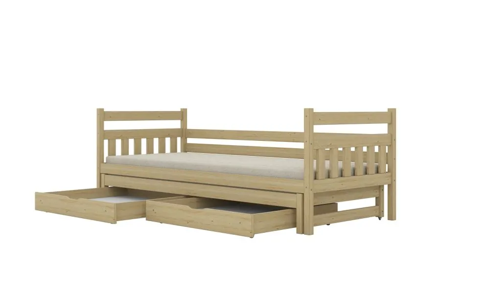 Łóżko dla dziecka z drewna sosnowego Lulek 160x80 naturalne | MIRAT