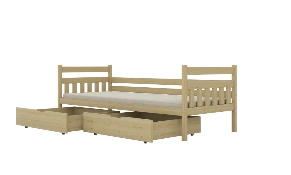 Łóżko dla dziecka z drewna sosnowego Lulek 160x80 naturalne | MIRAT