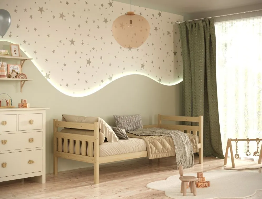 Łóżko dla dziecka z drewna sosnowego Lulek 160x80 naturalne | MIRAT