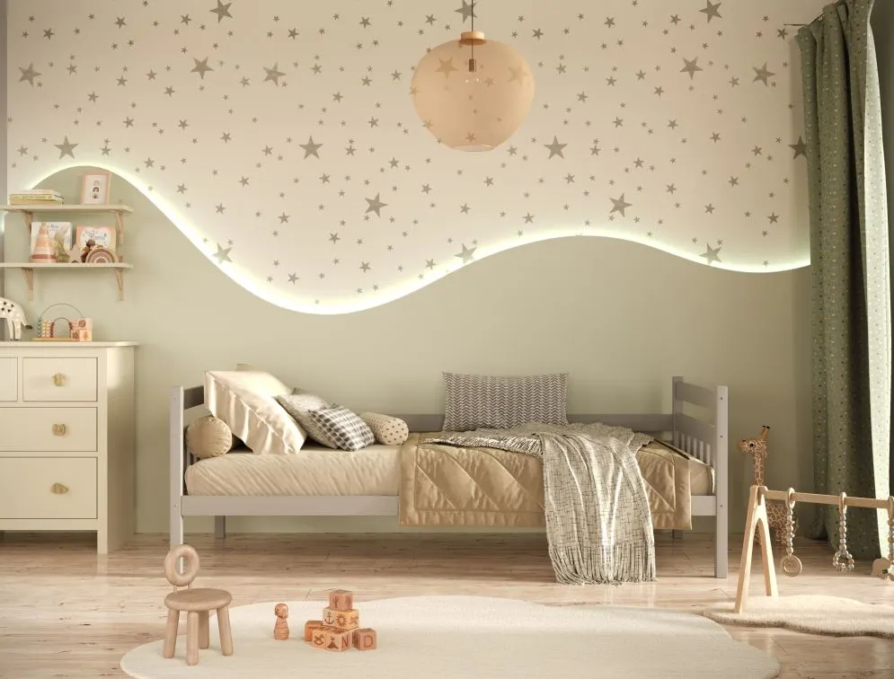 Szare łóżko dla dziecka z drewna sosnowego Lulek 160x80 | MIRAT