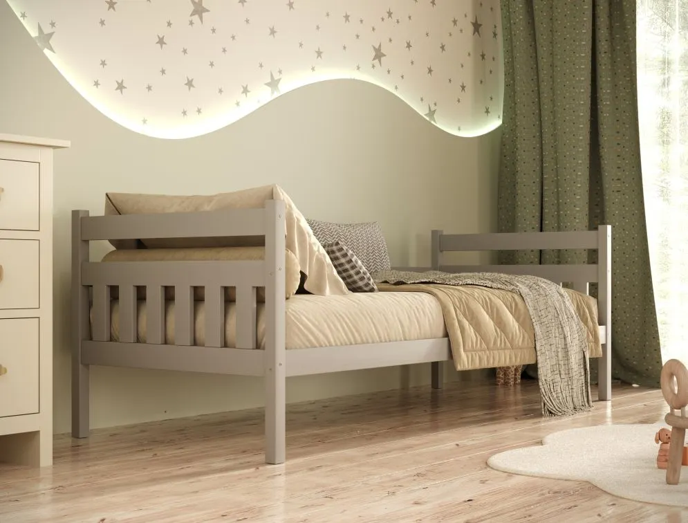Szare łóżko dla dziecka z drewna sosnowego Lulek 160x80 | MIRAT