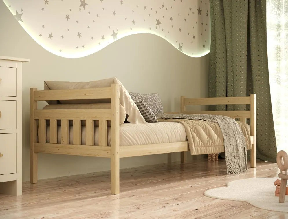 Łóżko dla dziecka z drewna sosnowego Lulek 160x80 naturalne | MIRAT