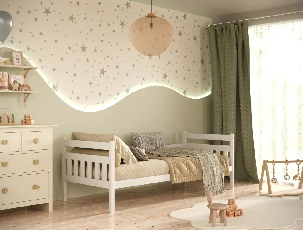 Łóżko dla dziecka z drewna sosnowego Lulek 160x80 białe | MIRAT