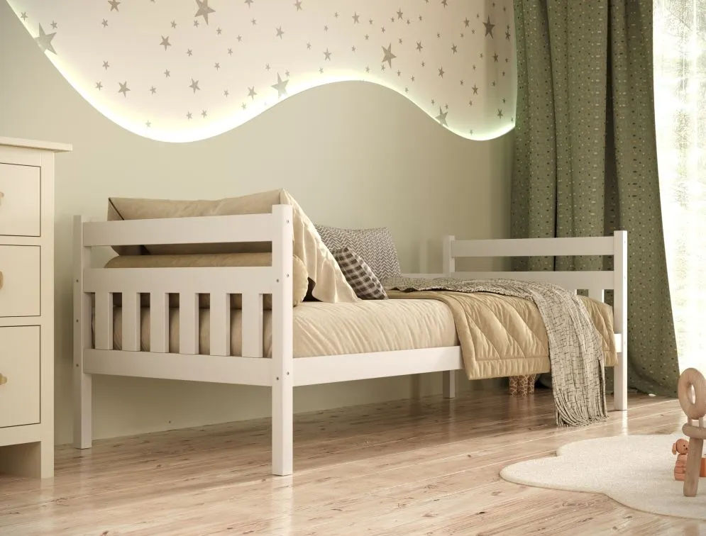 Łóżko dla dziecka z drewna sosnowego Lulek 160x80 białe | MIRAT