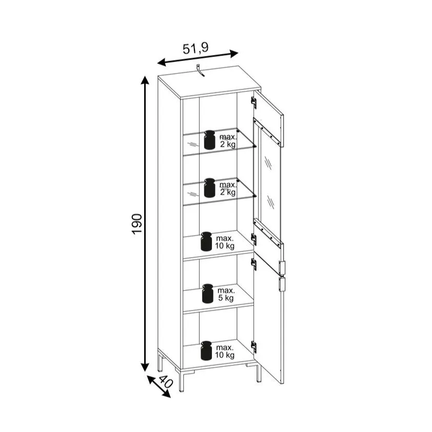 Witryna FLINN czarny mat/złota przeszklona I sklep meblowy MIRAT. styl GLAMOUR, RYFLOWANY
