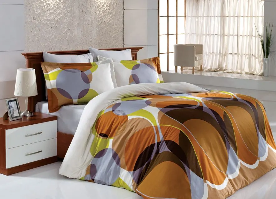 Pościel satynowa VALENTINI DEKOR KAWA kółka okręgi | MIRAT. w stylu  kolekcja