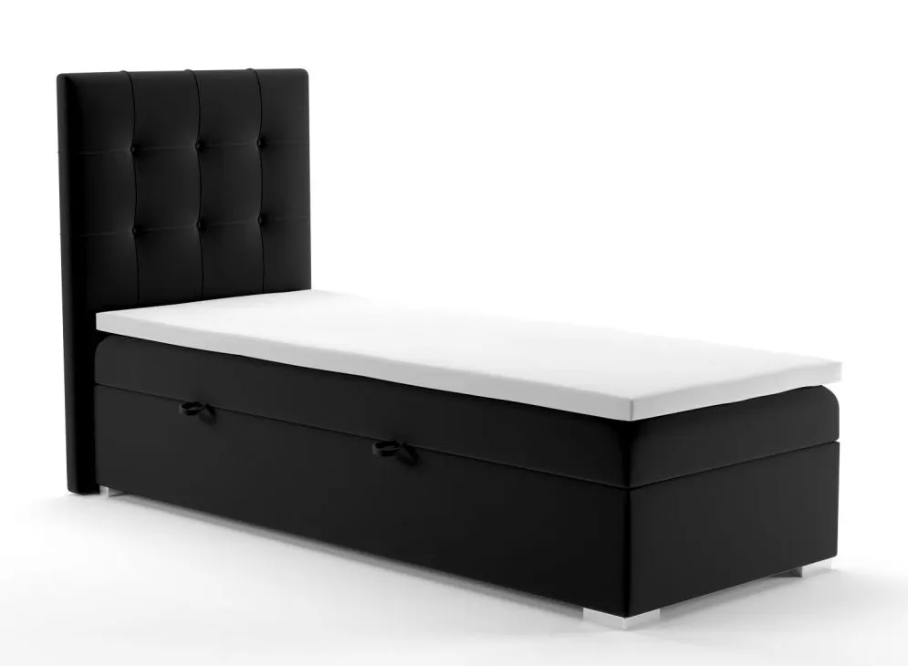 Łóżko kontynentalne JAGULA 90 czarne velvet z pojemnikiem w stylu glamour | MIRAT. w stylu GLAMOUR kolekcja