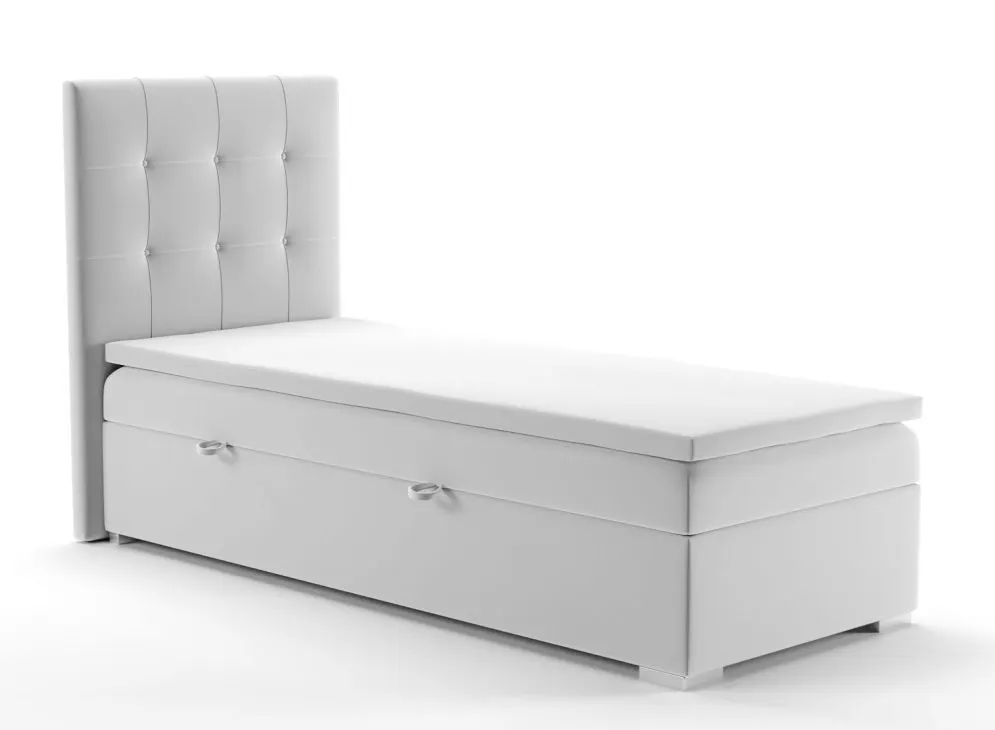 Łóżko kontynentalne JAGULA 90 jasno szare velvet tapicerowane z pojemnikiem | MIRAT. w stylu GLAMOUR kolekcja