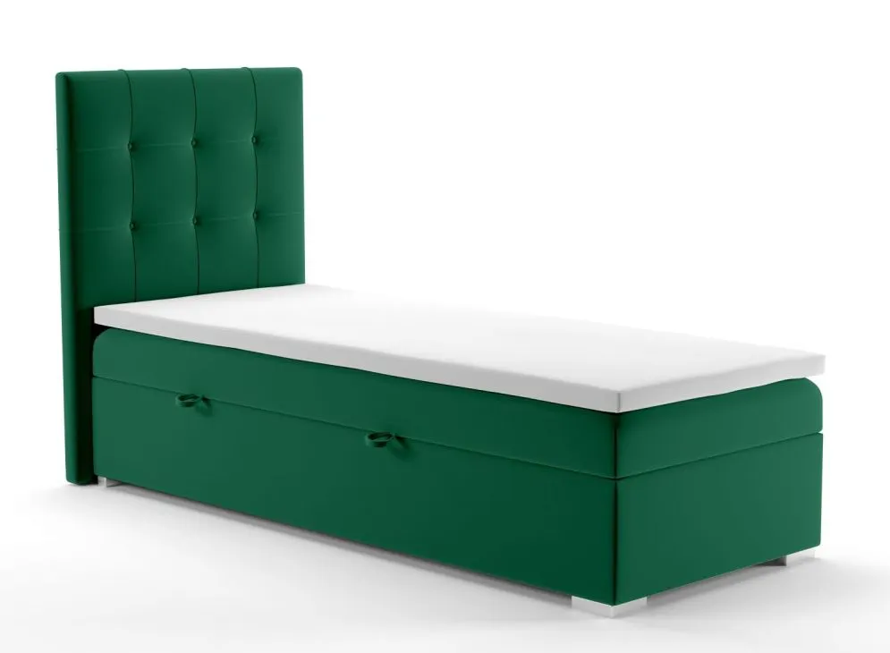 Łóżko kontynentalne JAGULA 90 zielony velvet z materacem w stylu glamour | MIRAT. w stylu GLAMOUR kolekcja