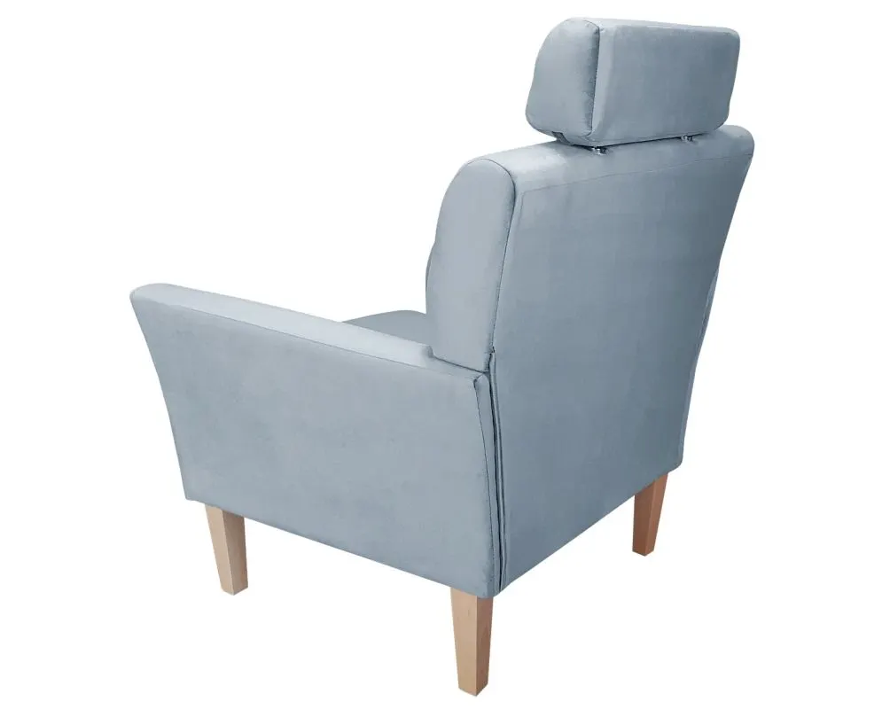 Fotel PIRO BL VELVET szary tapicerowany aksamitem | MIRAT. styl GLAMOUR