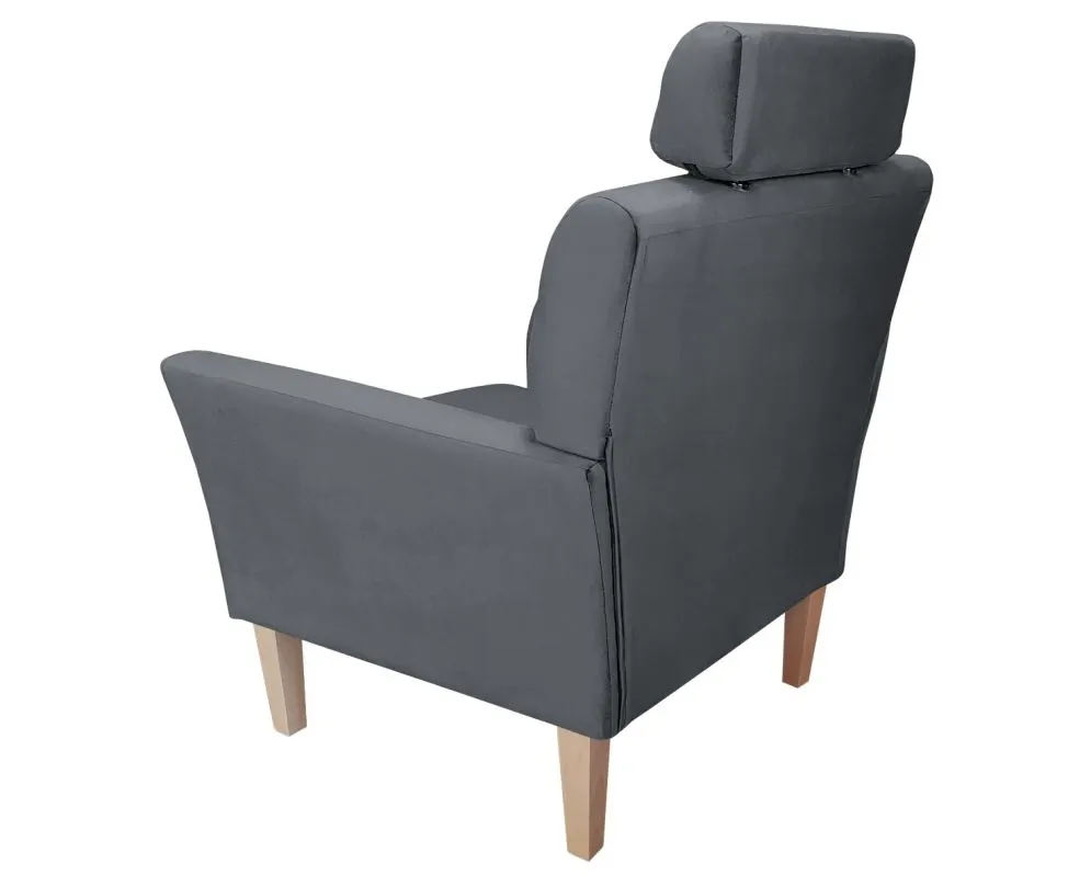 Fotel PIRO BL VELVET ciemnoszary tapicerowany aksamitem | MIRAT. styl GLAMOUR