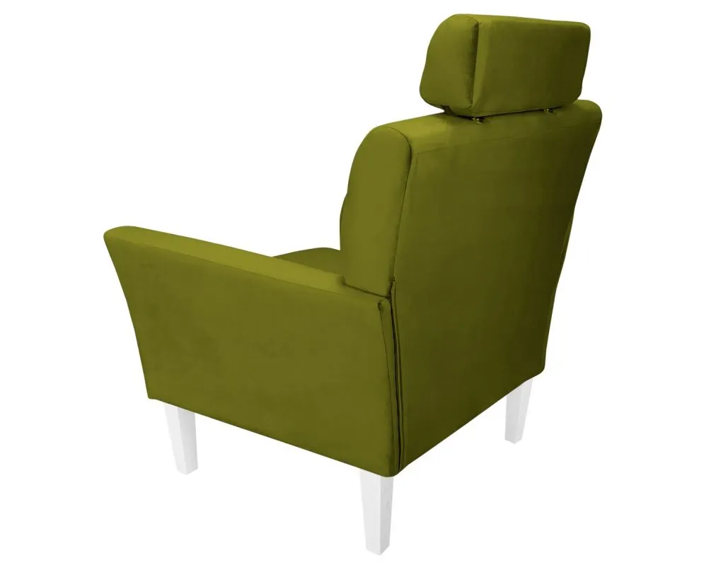 Fotel PIRO BL VELVET oliwkowy tapicerowany aksamitem | MIRAT. styl GLAMOUR