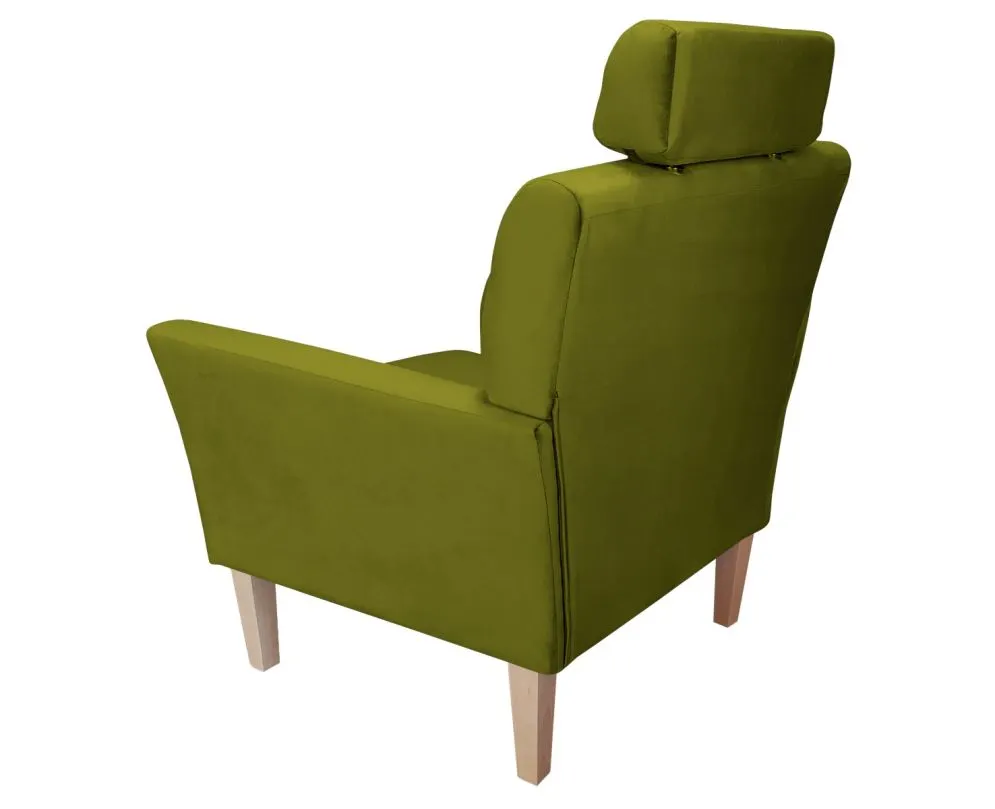 Fotel PIRO BL VELVET oliwkowy tapicerowany aksamitem | MIRAT. styl GLAMOUR