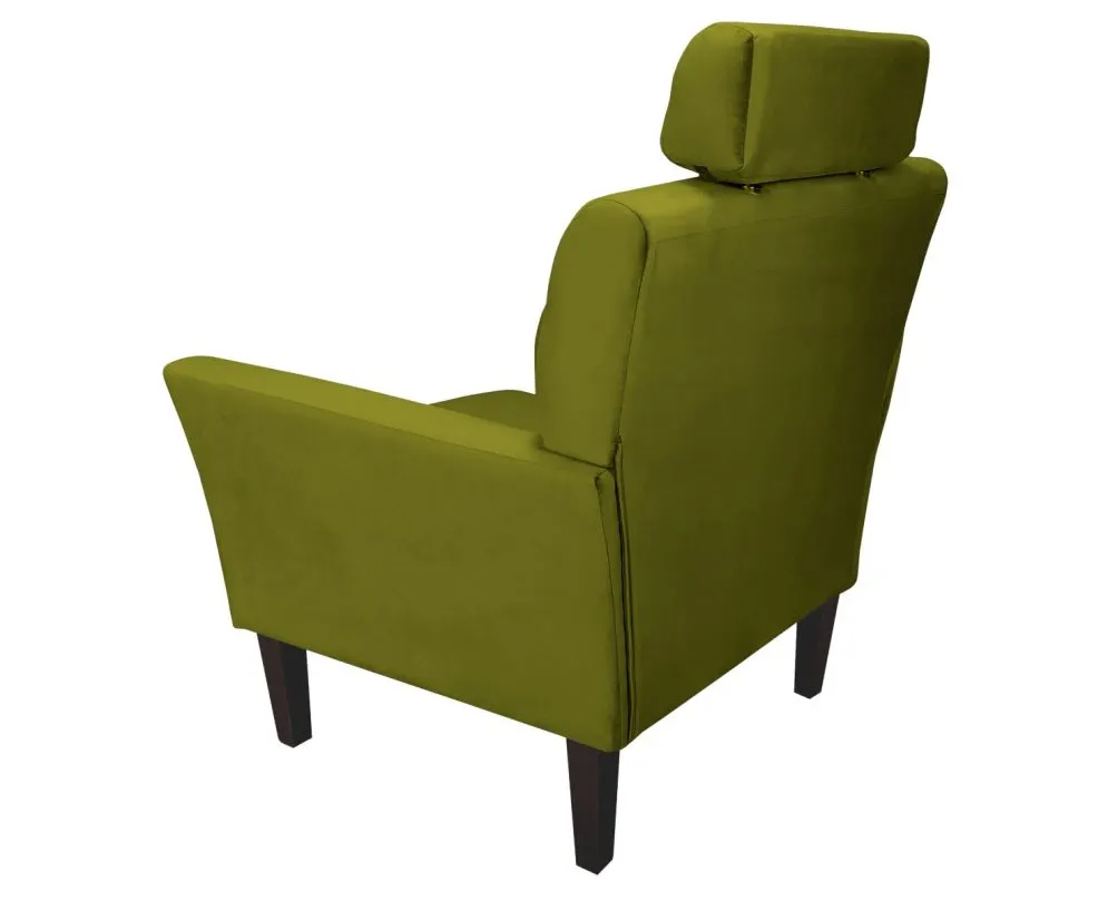 Fotel PIRO BL VELVET oliwkowy tapicerowany aksamitem | MIRAT. styl GLAMOUR