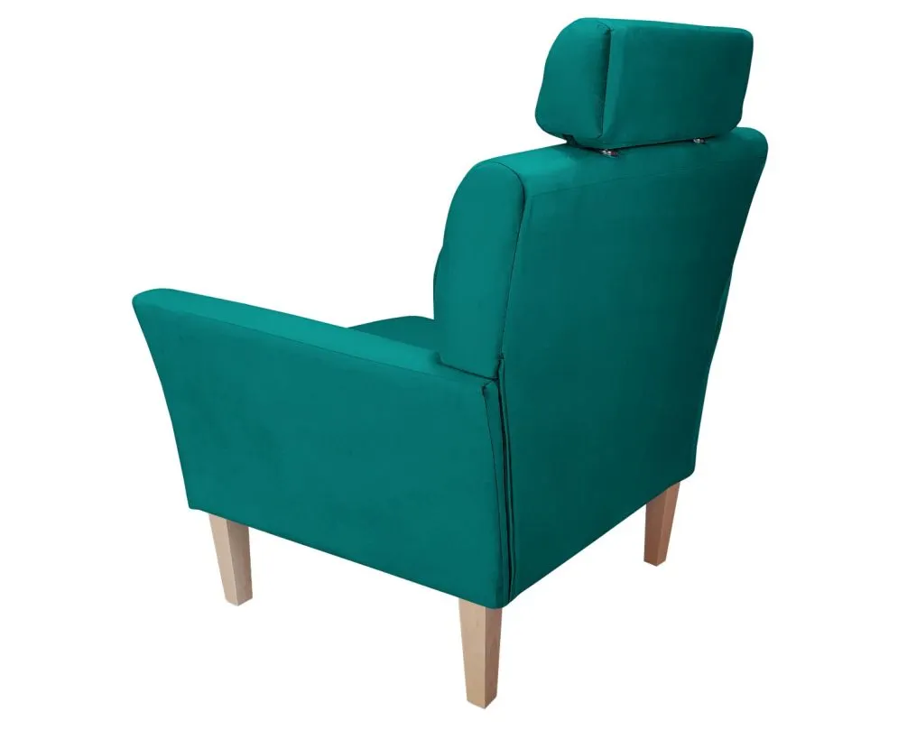 Fotel PIRO MG VELVET morski tapicerowany aksamitem | MIRAT. styl GLAMOUR