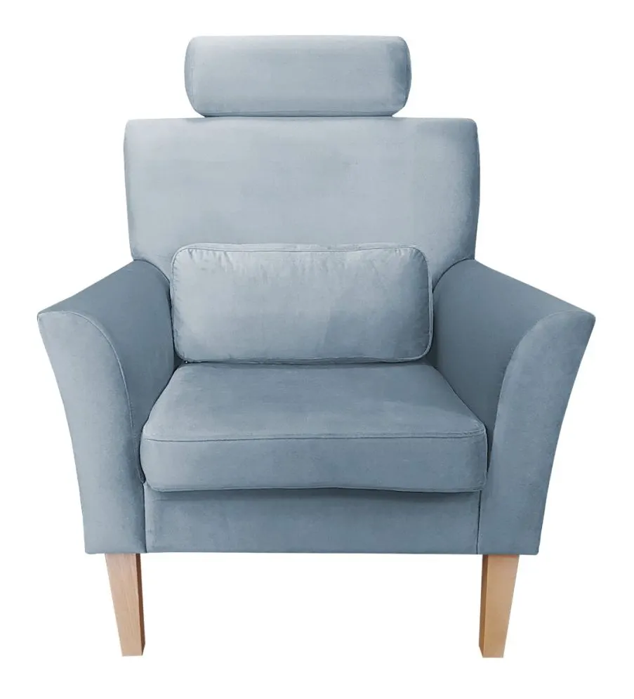 Fotel PIRO BL VELVET szary tapicerowany aksamitem | MIRAT. styl GLAMOUR