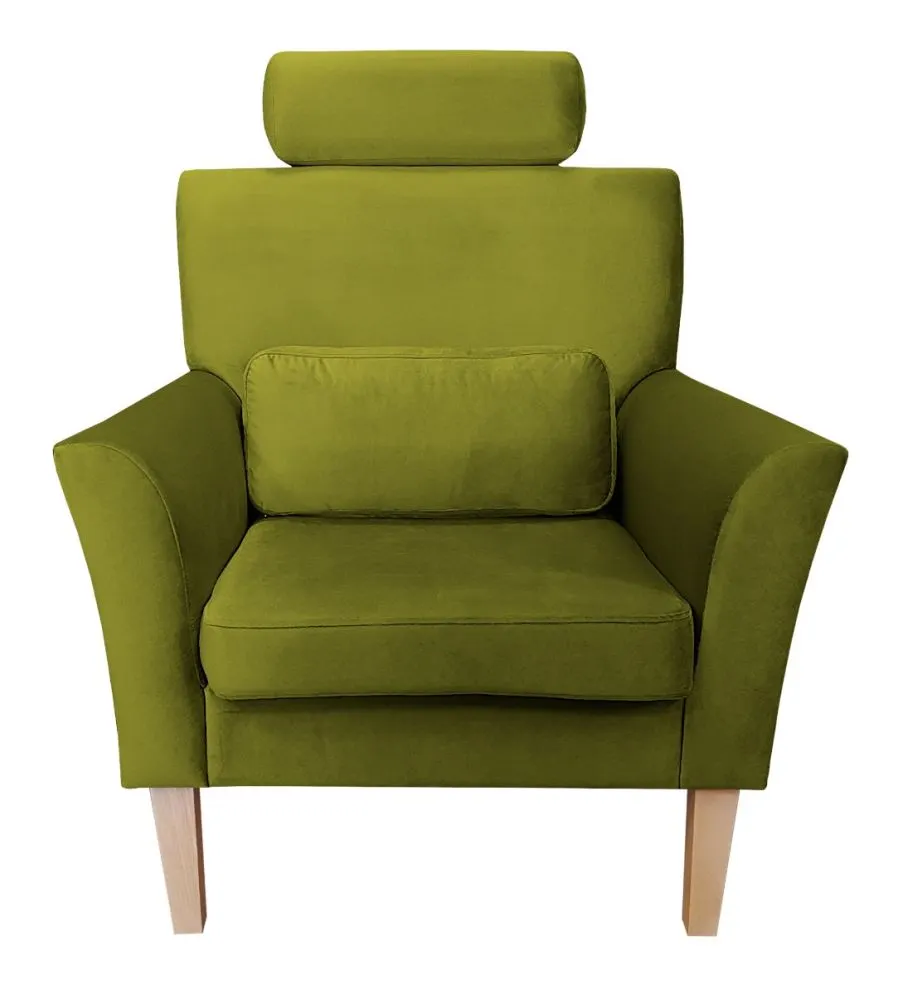 Fotel PIRO BL VELVET oliwkowy tapicerowany aksamitem | MIRAT. styl GLAMOUR