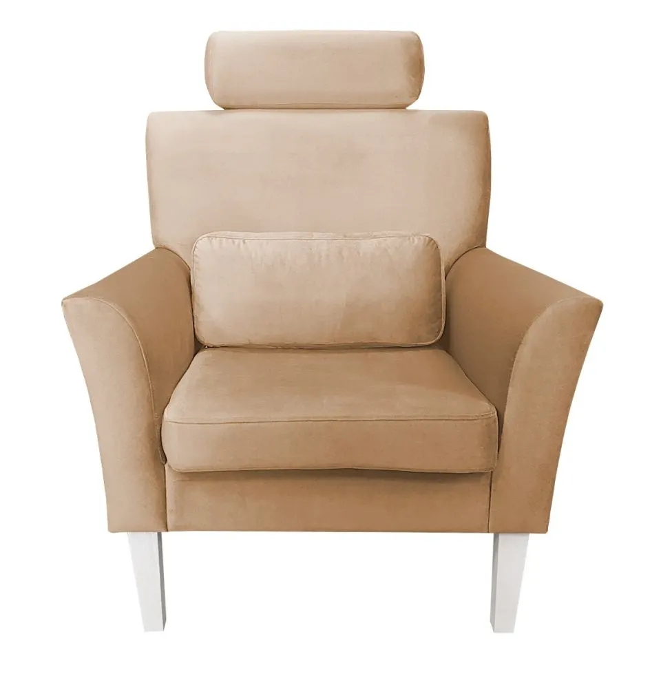 Fotel PIRO MG VELVET beżowy tapicerowany aksamitem | MIRAT. styl GLAMOUR