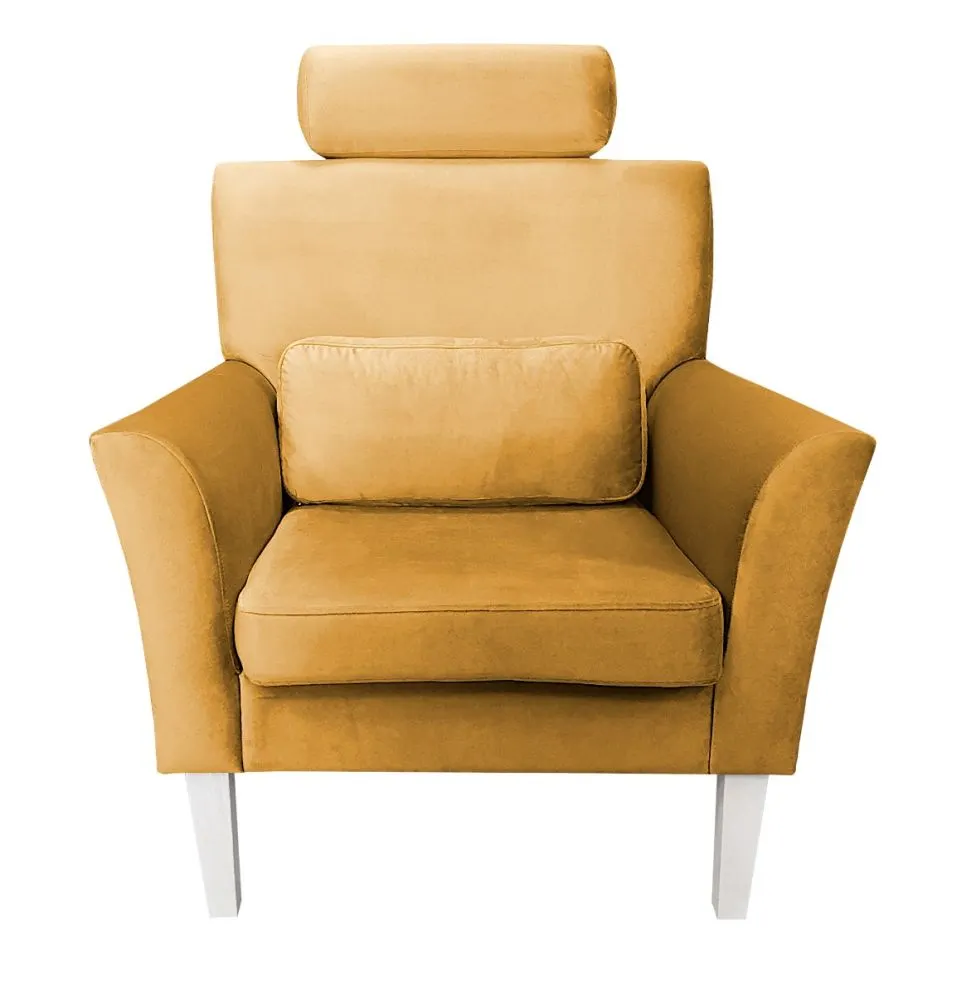 Fotel PIRO MG VELVET musztardowy/curry tapicerowany aksamitem | MIRAT. styl GLAMOUR