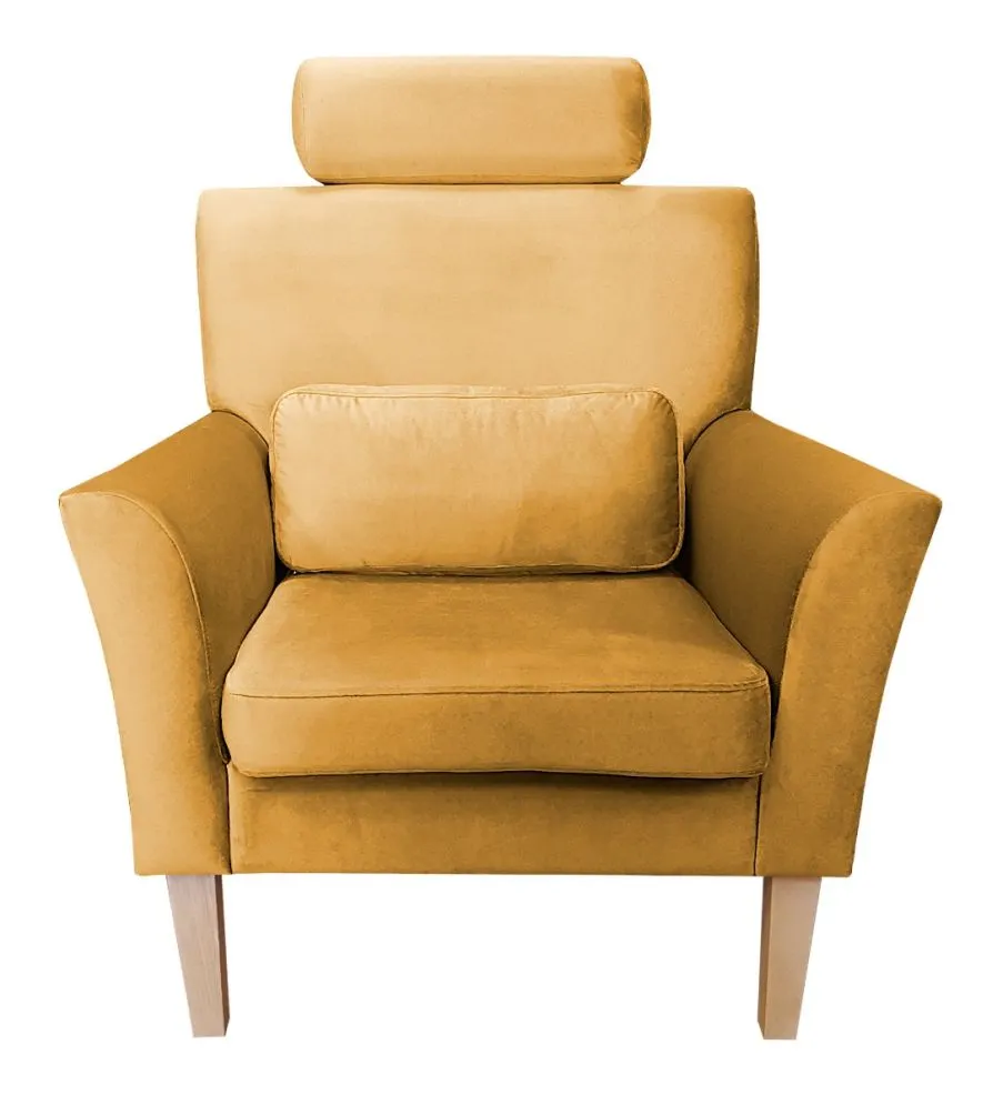 Fotel PIRO MG VELVET musztardowy/curry tapicerowany aksamitem | MIRAT. styl GLAMOUR