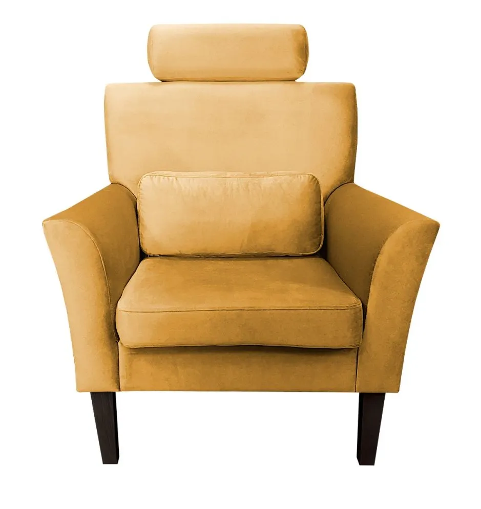 Fotel PIRO MG VELVET musztardowy/curry tapicerowany aksamitem | MIRAT. styl GLAMOUR