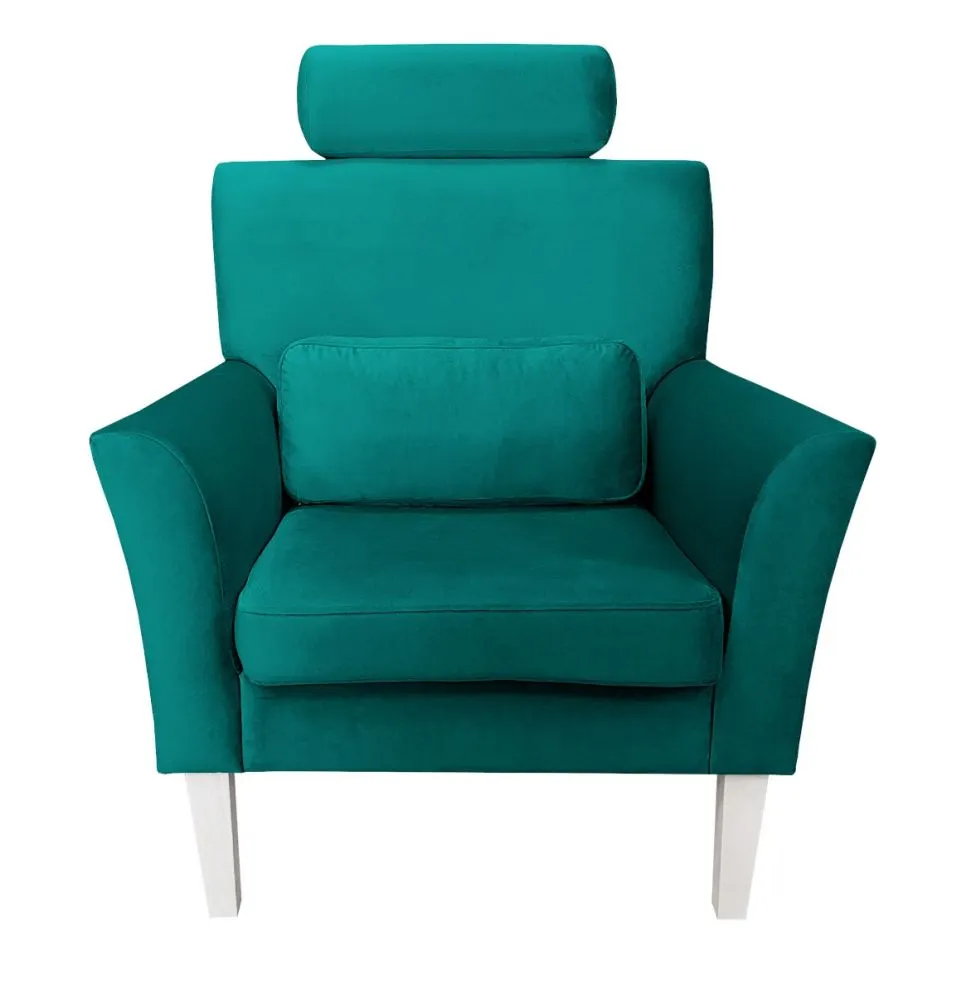 Fotel PIRO MG VELVET morski tapicerowany aksamitem | MIRAT. styl GLAMOUR